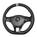 111Loncky Auto Custom Fit OEM Black Genuine Leather Car Steering Wheel Cover for Volkswagen VW Golf 7 Mk7 New Polo Jetta Passat B8 Tiguan Sharan Touran 2016 2017 Up Accessories