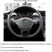 111Loncky Black Genuine Leather Suede PU Carbon Fiber Car Stitched Custom DIY Steering Wheel Cover for Volkswagen VW Atlas 2018 2019 2020 Interior Accessories