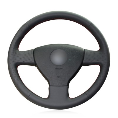 Loncky Genuine Leather Car Steering Wheel Cover for 2008 2009 Volkswagen VW Jetta S / 2005 2006 Volkswagen VW Jetta TDI / 2005-2007 Volkswagen VW Jetta 2.5 / 2006-2009 Volkswagen VW Rabbit Accessories 