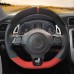 111Loncky Auto Custom Fit OEM Black Genuine Leather Black Red Suede Steering Wheel Cover for 2010-2014 Volkswagen VW GTI / 2012-2014 VW Jetta GLI / 2012 2013 VW Golf R / 2014 2015 2016 VW Tiguan R-Line Accessories