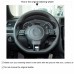 111Loncky Auto Custom Fit OEM Black Genuine Leather Black Red Suede Steering Wheel Cover for 2010-2014 Volkswagen VW GTI / 2012-2014 VW Jetta GLI / 2012 2013 VW Golf R / 2014 2015 2016 VW Tiguan R-Line Accessories