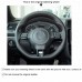 111Loncky Auto Custom Fit OEM Black Genuine Leather Suede Car Steering Wheel Cover for Volkswagen Golf 6 GTI MK6 VW Polo GTI Scirocco R Passat CC R-Line Accessories