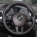 111Loncky Auto Custom Fit OEM Black Genuine Leather Steering Wheel Cover for Volkswagen Touareg 2011 2012 2013 2014 2015 2016 2017 VW Touareg Accessories