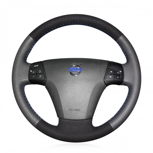 Loncky Custom Fit OEM Black Leather Car Steering Wheel Cover for Volvo 2006 2008 2009 2010 2011 2012 Volvo V50 2005-2011 Accessories