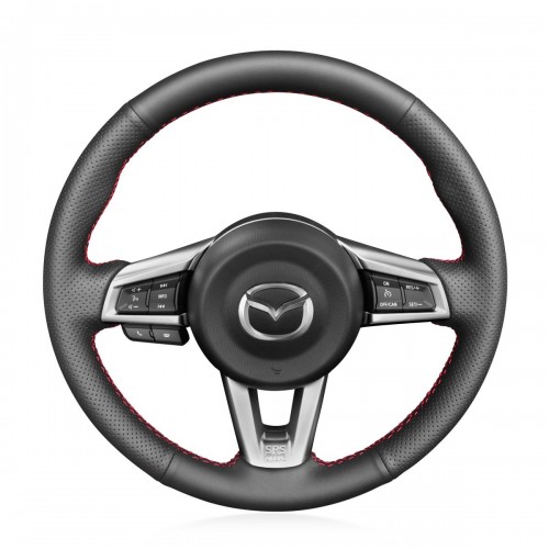 Loncky Auto Custom Fit OEM Black Genuine Leather Steering Wheel Covers for Mazda MX-5 MX5 2016 2017 2018 2019 Accessories 