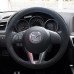 111Loncky Auto Custom Fit OEM Black Suede Leather Car Steering Wheel Cover for Mazda CX5 2013 2014 2015 2016 / Mazda 6 2014 2015 2016 / Mazda 3 2014 2015 2016 / Mazda CX3 2016 2017 / Yaris iA Scion iA Accessories