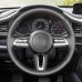 111Loncky Black Genuine Leather Car Custom Fit Hand Stitched Steering Wheel Cover for Mazda CX-30 CX30 2020 2021 2022 2023 2024 / Mazda CX50 CX-50 2023 2024 / Mazda Mazda 3 2019 2020 2021 2022 2023 2024 Interior Accessories 