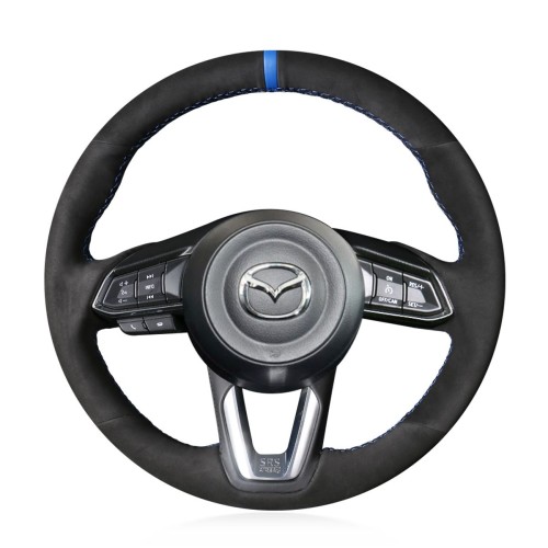 Loncky Auto Custom Fit OEM Black Suede Car Steering Wheel Cover for Mazda 3 Axela 2017-2019 Mazda 6 Atenza 2017-2020 Mazda CX-5 CX5 2017-2020 Mazda Mazda CX-9 CX9 2016 2017 2018 2019 2020 Accessories 