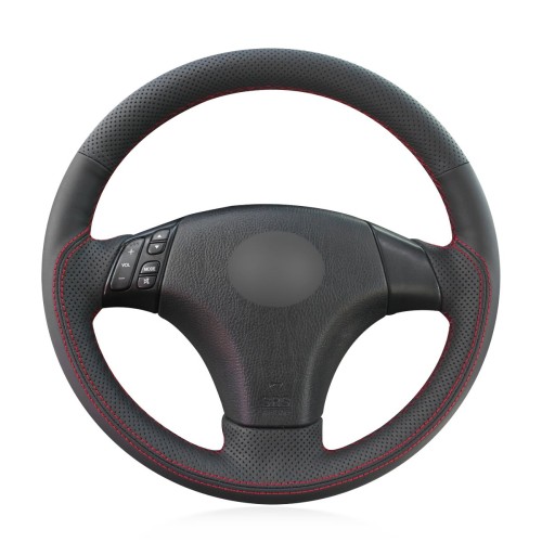 Loncky Auto Custom Fit OEM Black Genuine Leather Steering Wheel Covers for Mazda 3 Axela 2004-2009 Mazda 5 2004-2010 Mazda 6 Atenza Mazda MPV Accessories