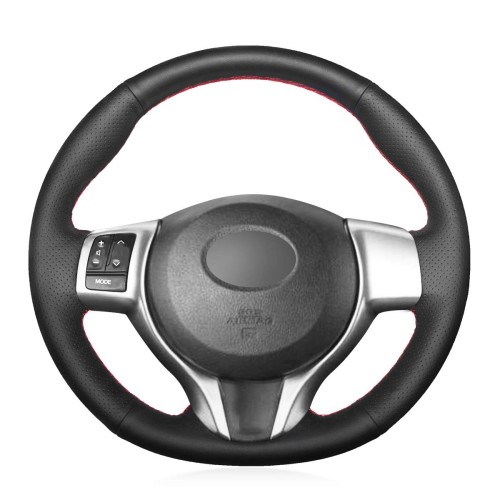 Loncky Auto Custom Fit OEM Black Genuine Leather Steering Wheel Covers for Toyota Yaris 2012 2013 2014 2015 2016 2017 2018 2019 Subaru Trezia 2011 2012 2013 2014 2015 Accessories