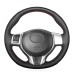 111Loncky Auto Custom Fit OEM Black Genuine Leather Steering Wheel Covers for Toyota Yaris 2012 2013 2014 2015 2016 2017 2018 2019 Subaru Trezia 2011 2012 2013 2014 2015 Accessories