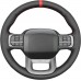111Loncky Black Genuine Leather Carbon Fiber Suede Custom Hand Stitched OEM Steering Wheel Cover for Ford F-150 2021-2024 /Ford F-250 F-350 F-450 F-55- F600 2023 2024 /Ford Expedition 2022-2024 Accessories Custom OEM Parts 