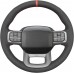 111Loncky Black Genuine Leather Carbon Fiber Suede Custom Hand Stitched OEM Steering Wheel Cover for Ford F-150 2021-2024 /Ford F-250 F-350 F-450 F-55- F600 2023 2024 /Ford Expedition 2022-2024 Accessories Custom OEM Parts 