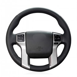Loncky Auto Black Genuine Leather Custom Steering Wheel Covers for Toyota Tacoma 2012-2023 / Toyota Tundra 2014-2021 / Toyota Sequoia 2014-2022 / Toyota 4Runner 2010 2011 2012 2013 2014 2015 2016 2017 2018 2019 2020 2021 2022 2023 2024 Accessories