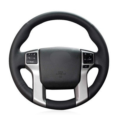 Loncky Auto Black Genuine Leather Custom Steering Wheel Covers for Toyota Tacoma 2012-2023 / Toyota Tundra 2014-2021 / Toyota Sequoia 2014-2022 / Toyota 4Runner 2010 2011 2012 2013 2014 2015 2016 2017 2018 2019 2020 2021 2022 2023 2024 Accessories
