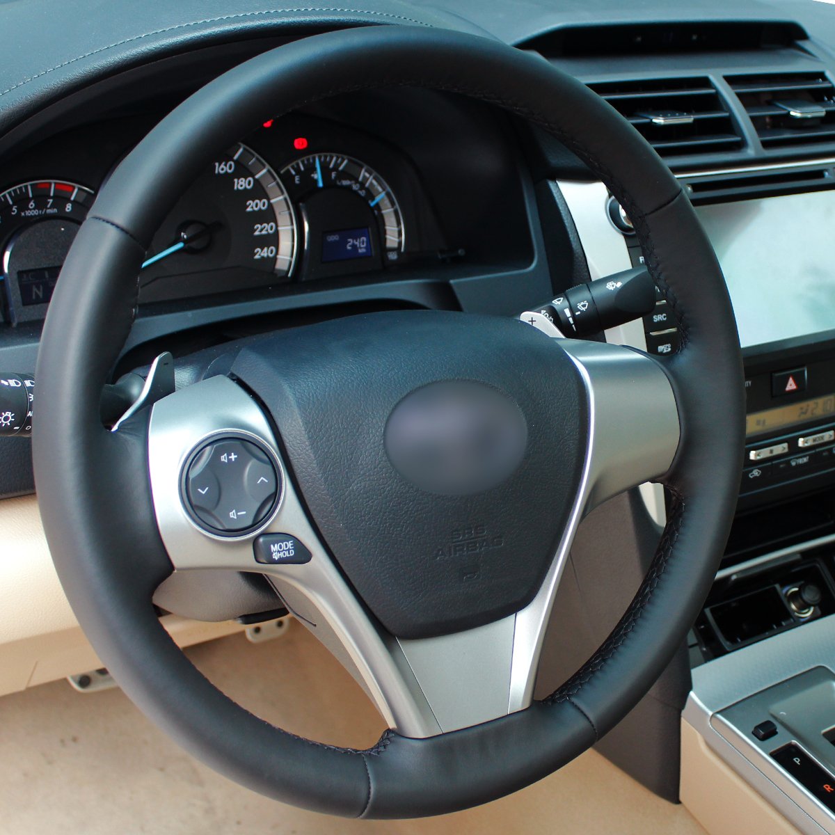 Loncky Auto Genuine Leather Custom Steering Wheel Covers for Toyota
