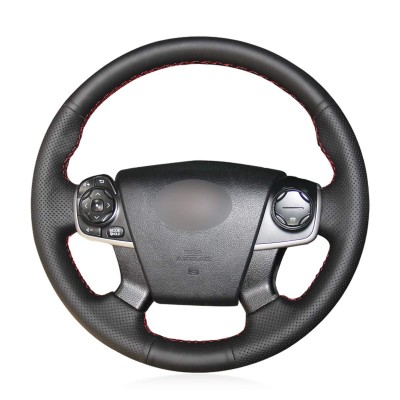 Loncky Auto Hand Sewing Genuine Leather Steering Wheel Cover for 2014 Toyota Camry LE / 2013 2014 Toyota Camry XLE Accessories