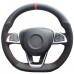 111Loncky Auto Custom Fit Black Genuine Leather Black Suede Steering Wheel Cover for Mercedes Benz C300 C400 C450 / CLA250 CLS400 CLS550 / Mercedes Benz GLC300 GLE400 / SL450 SL550 / SLC300 Accessories