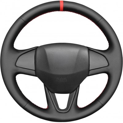 Loncky Custom Hand Stitched OEM Black Genuine Leather DIY Steering Wheel Cover for Honda Fit 2014 Vezel 2015 2016 2017 Car Interior Accessories