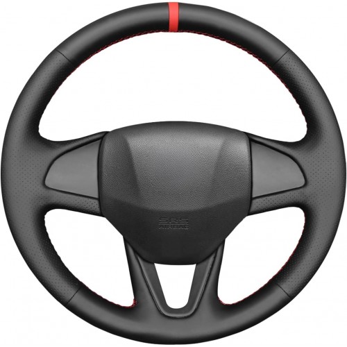 Loncky Custom Hand Stitched OEM Black Genuine Leather DIY Steering Wheel Cover for Honda Fit 2014 Vezel 2015 2016 2017 Car Interior Accessories
