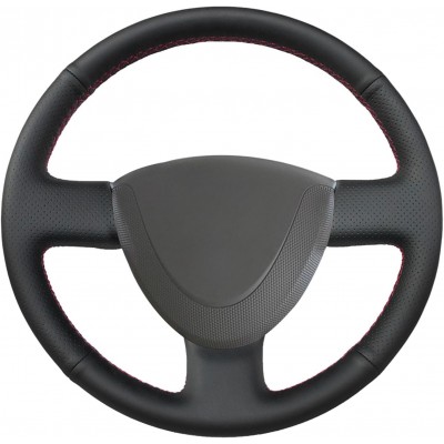 Loncky Custom Steering Wheel Cover for Honda Civic 2002 2003 2004 2005 / Jazz 2001 2002 2003 2004 2005 Car Hand Stitched OEM Black Genuine Leather Accessories