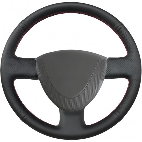 Loncky Custom Steering Wheel Cover for Honda Civic 2002 2003 2004 2005 / Jazz 2001 2002 2003 2004 2005 Car Hand Stitched OEM Black Genuine Leather Accessories