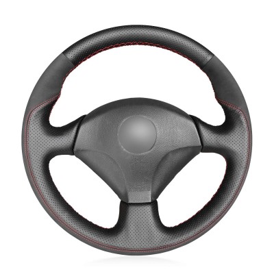 Loncky Auto Custom Fit OEM Black Suede Black Genuine Leather Steering Wheel Covers for Honda S2000 2000-2005 2006 2007 2008 2009 Honda Civic Si 2002 2003 2004 2005 Acura RSX 2002-2006 Accessories	