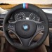  Loncky Black Genuine Leather Custom Steering Wheel Cover for BMW E90 320i 325i 330i 335i E87 120i 130i 120d Interior Accessories