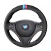 111 Loncky Black Genuine Leather Custom Steering Wheel Cover for BMW E90 320i 325i 330i 335i E87 120i 130i 120d Interior Accessories