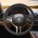 111Loncky Auto Black Suede Black Genuine Leather Custom Steering Wheel Cover for BMW E39 E46 325i E53 X5 Interior Accessories Parts 