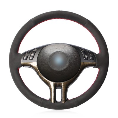 Loncky Auto Black Suede Custom Fit Car Steering Wheel Cover for BMW E39 E46 325i E53 X5 Interior Accessories Parts