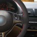 111Loncky Auto Black Suede Black Genuine Leather Custom Steering Wheel Cover for BMW E39 E46 325i E53 X5 Interior Accessories Parts 