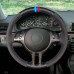 111Loncky Auto Black Genuine Leather Custom Steering Wheel Cover for BMW E39 E46 325i E53 X5 Interior Accessories Parts