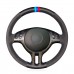 111Loncky Auto Black Genuine Leather Custom Steering Wheel Cover for BMW E39 E46 325i E53 X5 Interior Accessories Parts