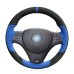 111Loncky Auto Black Blue Suede Steering Wheel Covers for BMW E92 M3 2013 2012 2011 2010 2009 / 2011 BMW 1 Series M Accessories