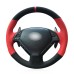 111Loncky Auto Black Suede Red Genuine Leather Custom Steering Wheel Covers for Infiniti G37 Q60 QX50 G35 EX35 EX25 EX37 Q40 Infiniti IPL G Sedan Suv Accessories