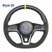 111Loncky Auto Custom Fit Black Genuine Leather Black Suede Steering Wheel Cover for Nissan X-Trail 2017-2019 Qashqai 2018 Rogue (Sport) 2017 2018 2019 Leaf 2018 Kicks 2018 Micra 2017 2018 2019 Altima 2019 Accessories 