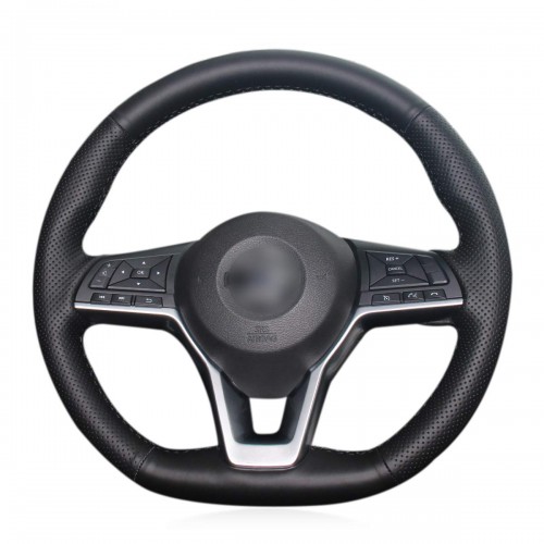 Loncky Auto Custom Fit Black Genuine Leather Black Suede Steering Wheel Cover for Nissan X-Trail 2017-2019 Qashqai 2018 Rogue (Sport) 2017 2018 2019 Leaf 2018 Kicks 2018 Micra 2017 2018 2019 Altima 2019 Accessories 