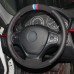 111Loncky Auto Black Genuine Leather Steering Wheel Cover for BMW F30 316i 320i 328i Accessories