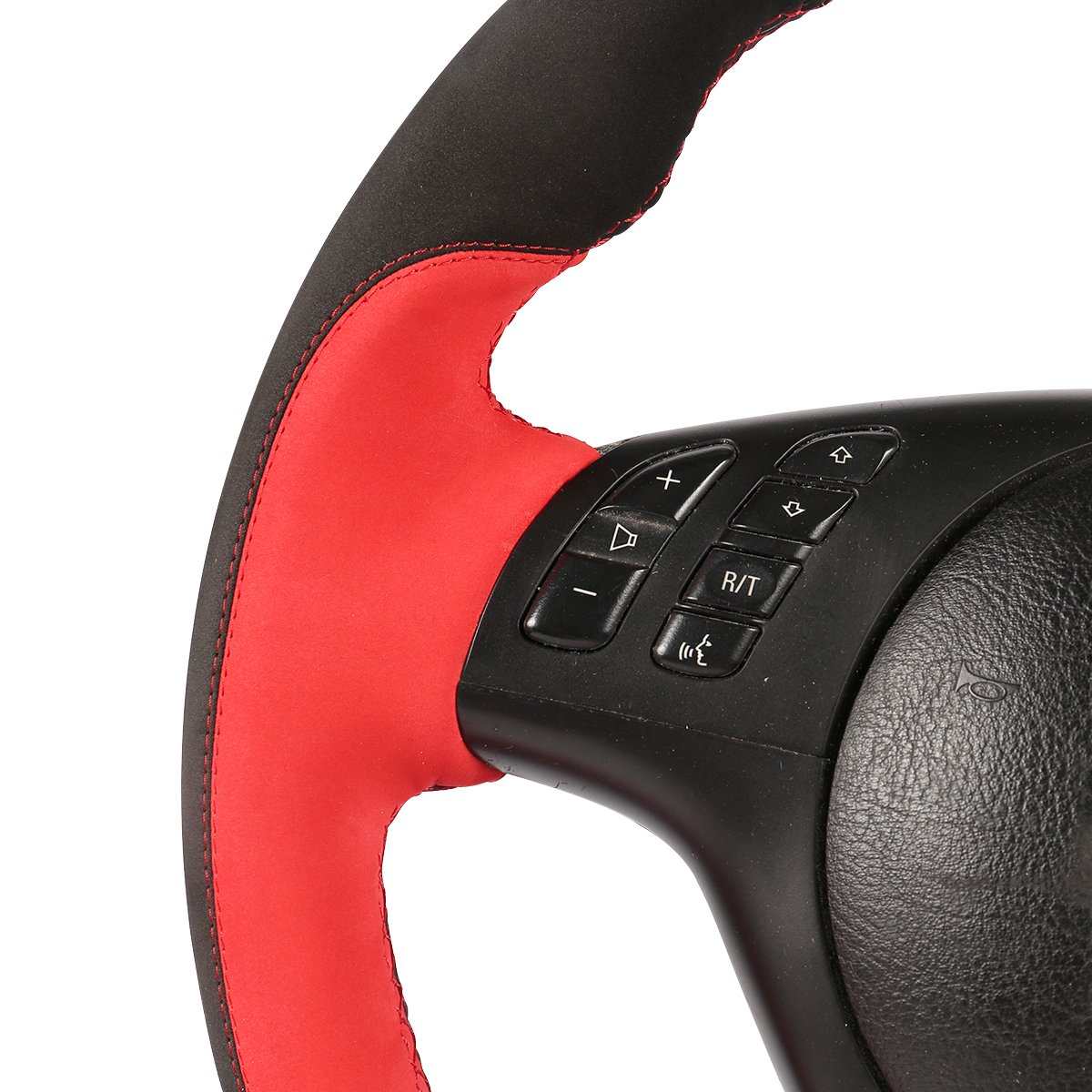 Loncky Black Genuine Leather Custom Steering Wheel Cover for BMW E46