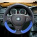 111Loncky Auto Black Blue Suede Steering Wheel Covers for BMW E92 M3 2013 2012 2011 2010 2009 / 2011 BMW 1 Series M Interior Accessories Parts