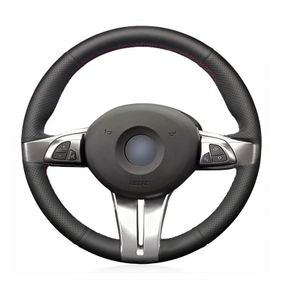 Loncky Auto Black Genuine Leather Steering Wheel Cover for BMW Z4 2008 2007 2006 2005 2004 2003 Accessories