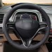 111Loncky Auto Black Genuine Leather Steering Wheel Cover for Honda Civic Civic 8 2006 2007 2008 2009 2010 2011 (3-Spoke) Accessories