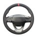 Loncky Auto Custom Fit Black Genuine Leather Black Suede Steering Wheel Cover for Hyundai Kona 2017 2018 2019 Accessories