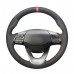 111Loncky Auto Custom Fit Black Genuine Leather Black Suede Steering Wheel Cover for Hyundai Kona 2017 2018 2019 Accessories