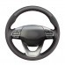 111Loncky Auto Custom Fit Black Genuine Leather Black Suede Steering Wheel Cover for Hyundai Kona 2017 2018 2019 Accessories