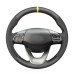111Loncky Auto Custom Fit Black Genuine Leather Black Suede Steering Wheel Cover for Hyundai Kona 2017 2018 2019 Accessories