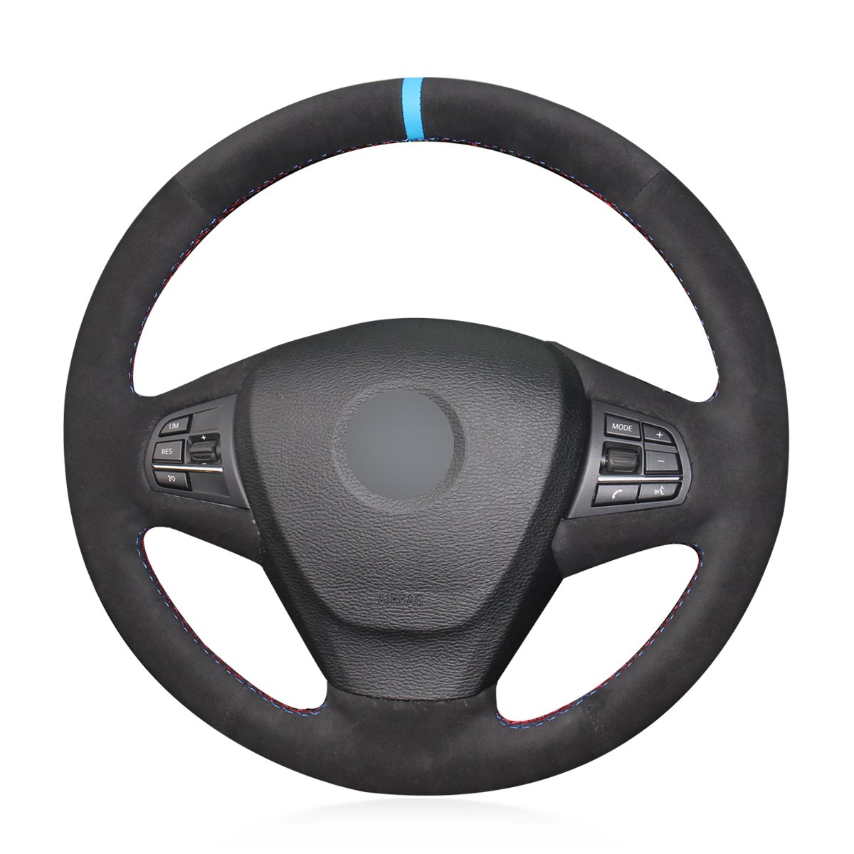 Loncky Auto Black Genuine Leather Custom Fit Steering Wheel Covers for