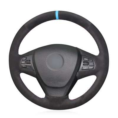 Loncky Auto Black Suede Custom Fit Steering Wheel Covers for for BMW F25 X3 2011 2012 2013 2014 2015 2016 2017 BMW F15 X5 2014 Accessories