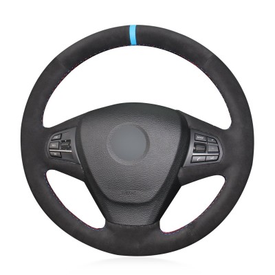 Loncky Auto Black Suede Custom Fit Steering Wheel Covers for for BMW F25 X3 2011 2012 2013 2014 2015 2016 2017 BMW F15 X5 2014 Accessories